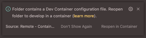 VS Code Dev Container Configuration Alert